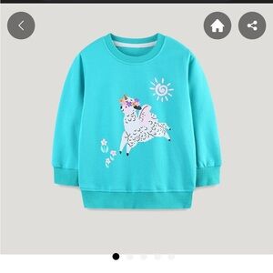 Vibrant Teal Llama Kids Sweatshirt